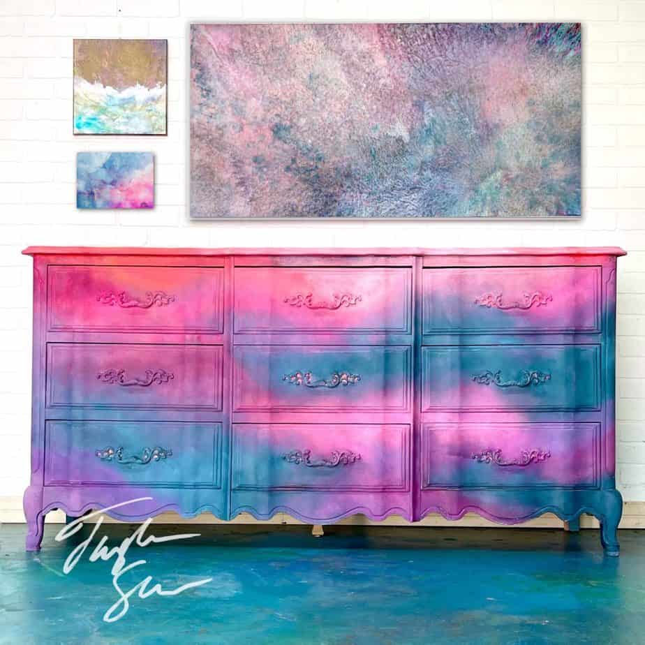 Daydream Apothecary Neon Painted dresser by Tanglewood Sue