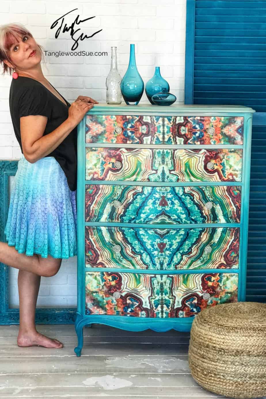 Fabric Decoupage Dresser by Tanglewood Sue